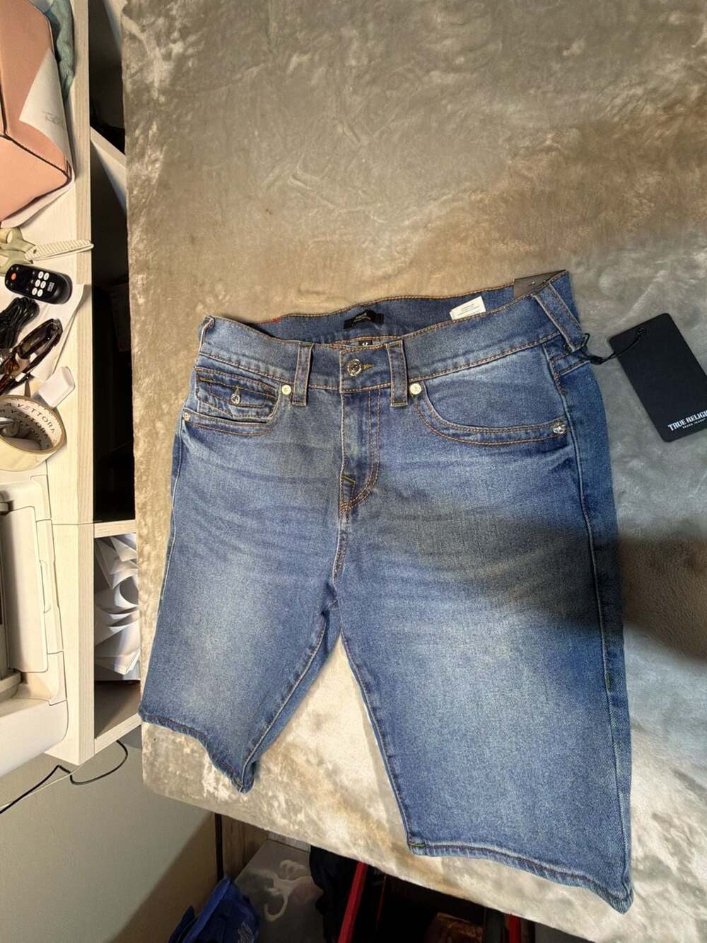 True Religion Rocco Relaxed Skinny Denim Shorts Size 32